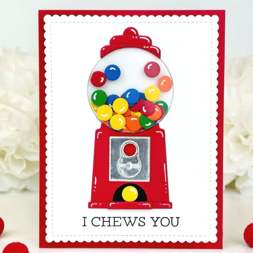 #145 METAL CRAFT DIES – BUBBLE GUM MACHINE WITH GUMBALLS SHAKER
